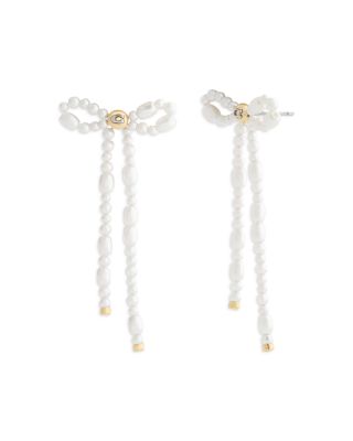 Imitation Pearl Bow Drop Earrings