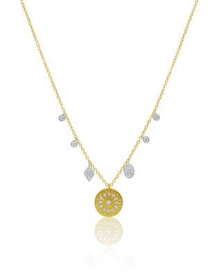 14K White & Yellow Gold Diamond Starburst Pendant Necklace, 0.26 tcw