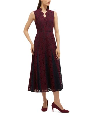 Quin Contrast Pleated Midi Dress