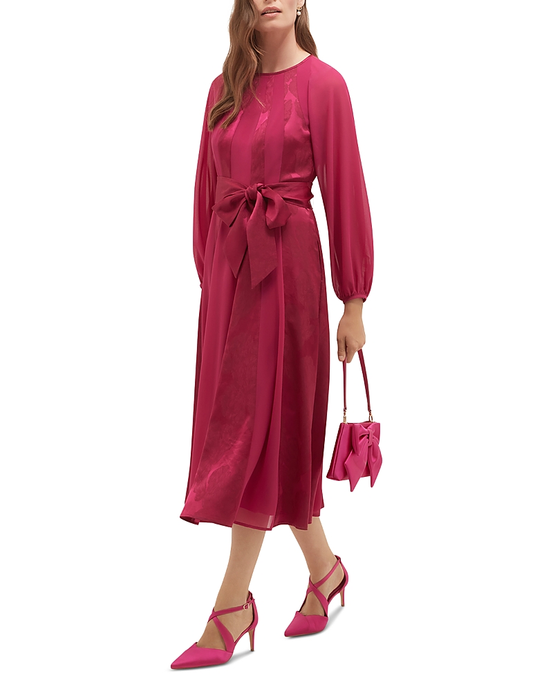 Hobbs London Loren Jacquard Belted Midi Dress