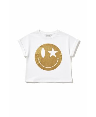 Girls' Happy Face Gold Tee - Big Kid