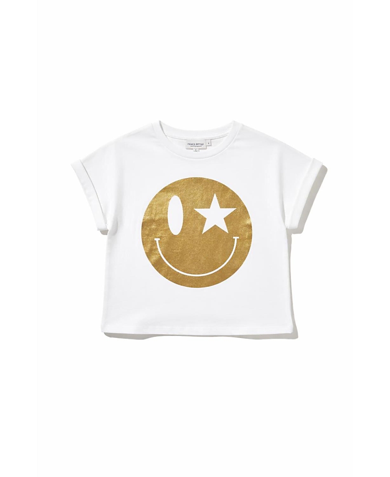 Prince Peter Collection Girls' Happy Face Gold Tee - Big Kid