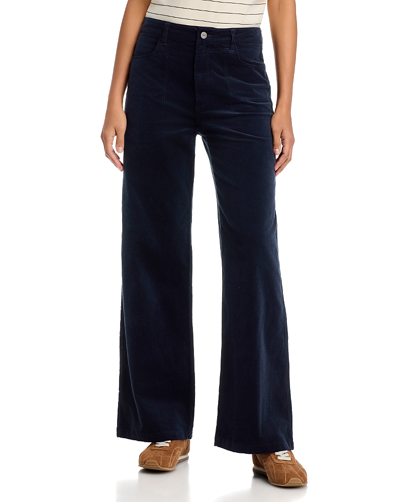 Paige Anessa High Rise Wide Leg Corduroy Jeans in Navy