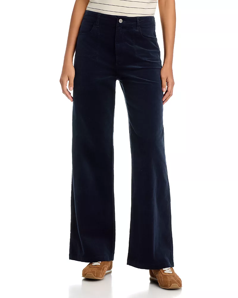 Paige Anessa High Rise Wide Leg Corduroy Jeans in Navy