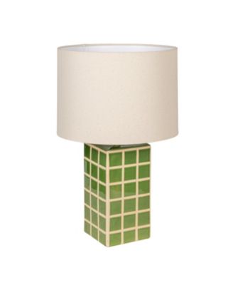 Green Grid Stoneware Table Lamp