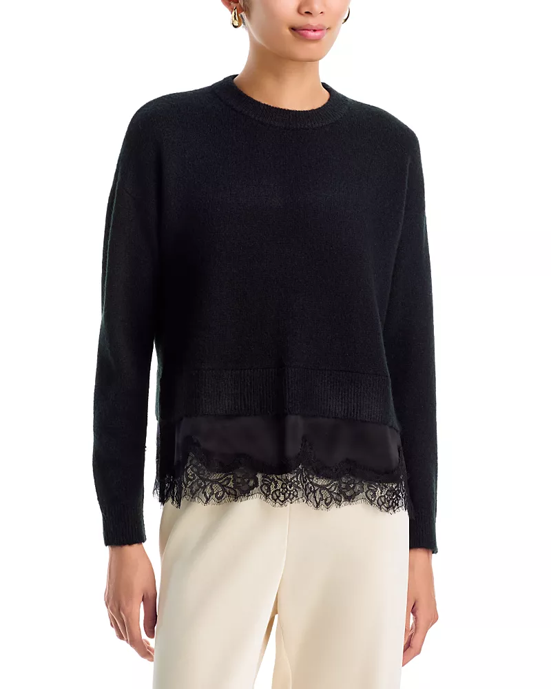 Aqua Aries Layered Look Crewneck Sweater - Exclusive