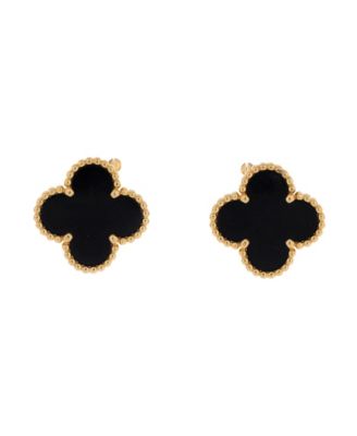  Vintage Alhambra Earrings 18K Gold and Onyx