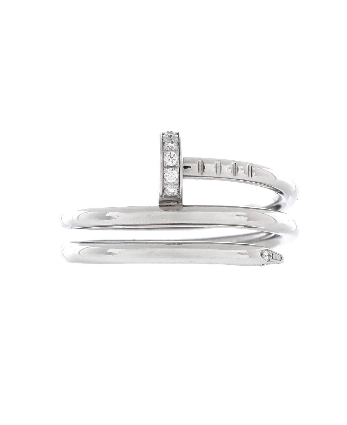 Pre-Owned Cartier Small Juste un Clou Double Ring 18K White Gold and Diamonds