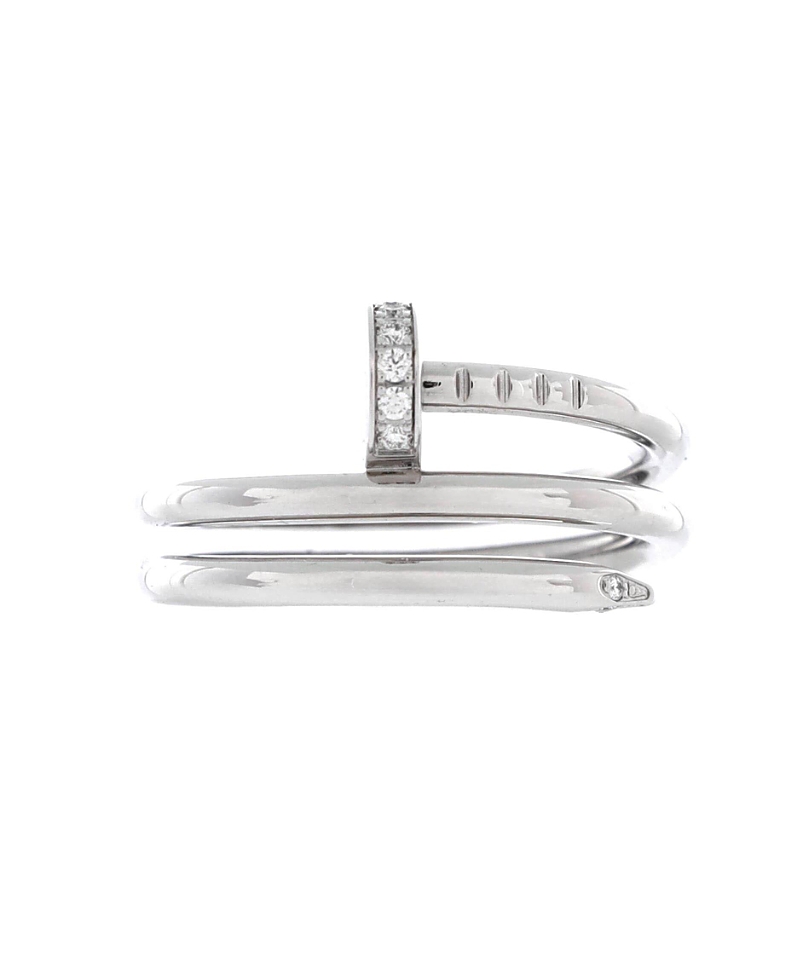 Pre-Owned Cartier Small Juste un Clou Double Ring 18K White Gold and Diamonds