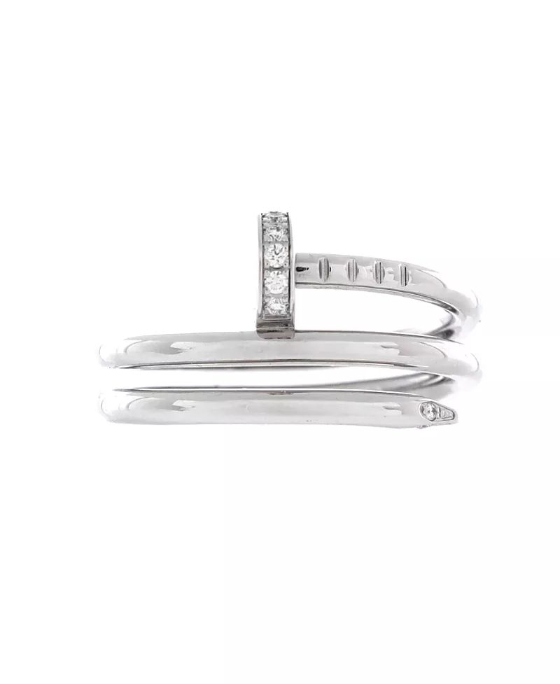 Pre-Owned Cartier Small Juste un Clou Double Ring 18K White Gold and Diamonds