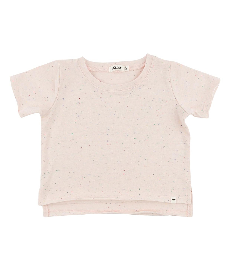 oh baby! Girls' Confetti Raw Edge Tee Sl - Baby, Little Kid