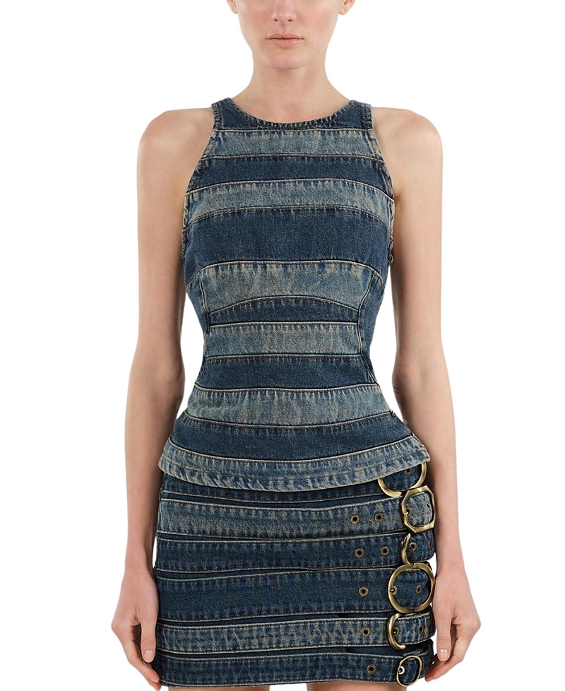 Nocturne Halter Neck Denim Blouse
