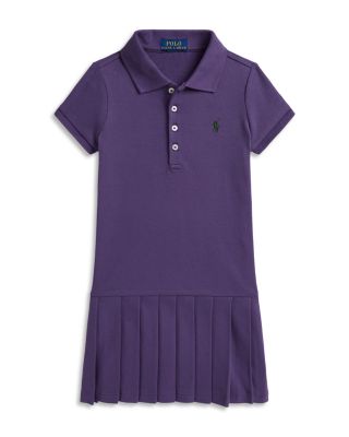 Girls' Pleated Stretch Mesh Polo Dress - Little Kid, Big Kid
