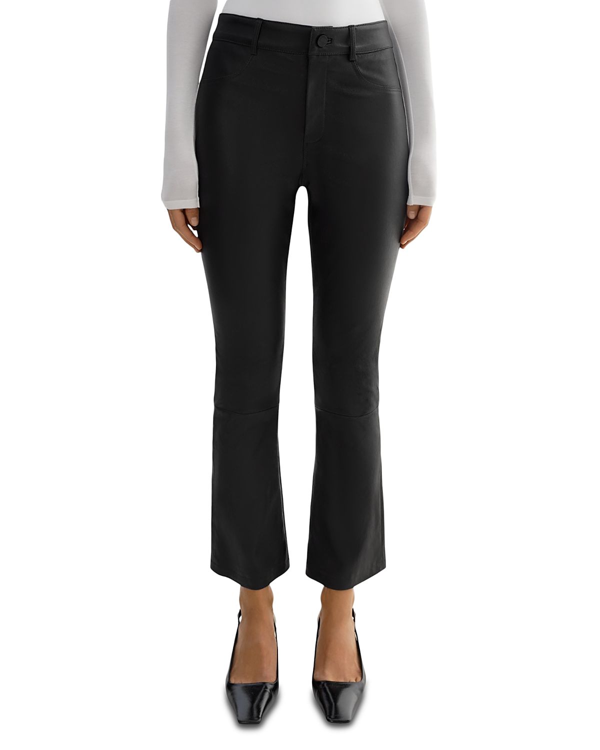 Lamarque Stretch Leather Crop Flare Pants