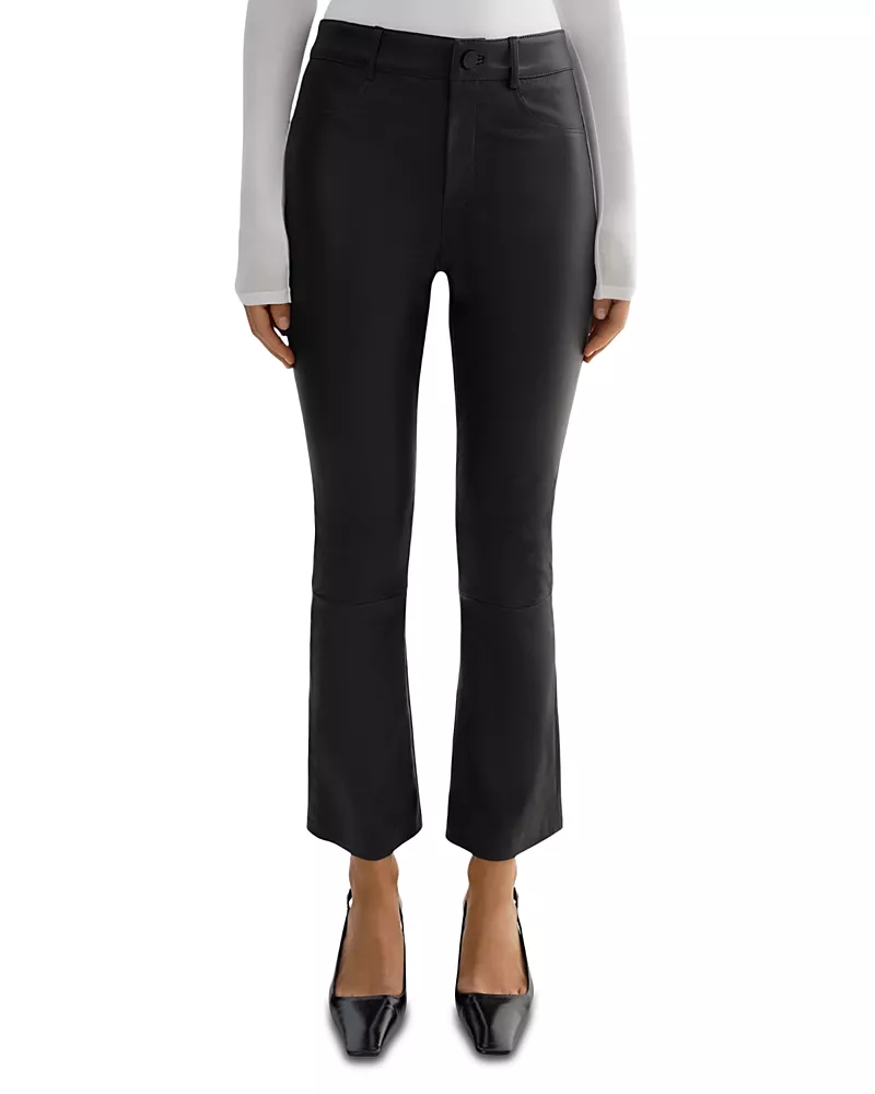 Lamarque Stretch Leather Crop Flare Pants