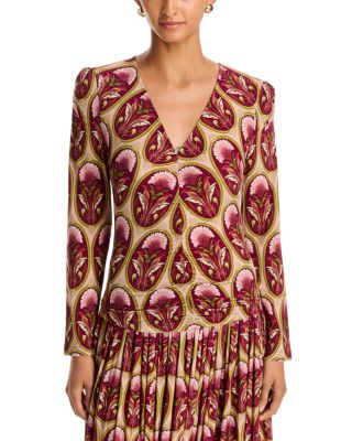 Garden Medal Print Long Sleeve Blouse