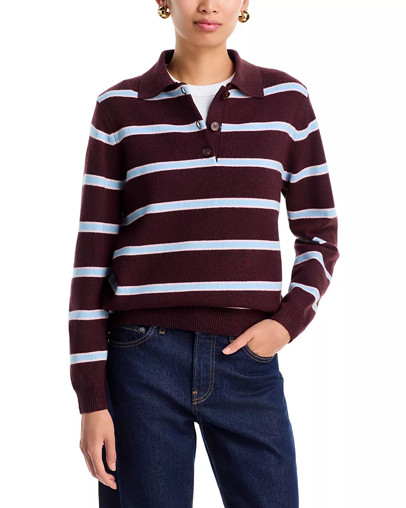 Aqua Striped Polo Sweater - Exclusive