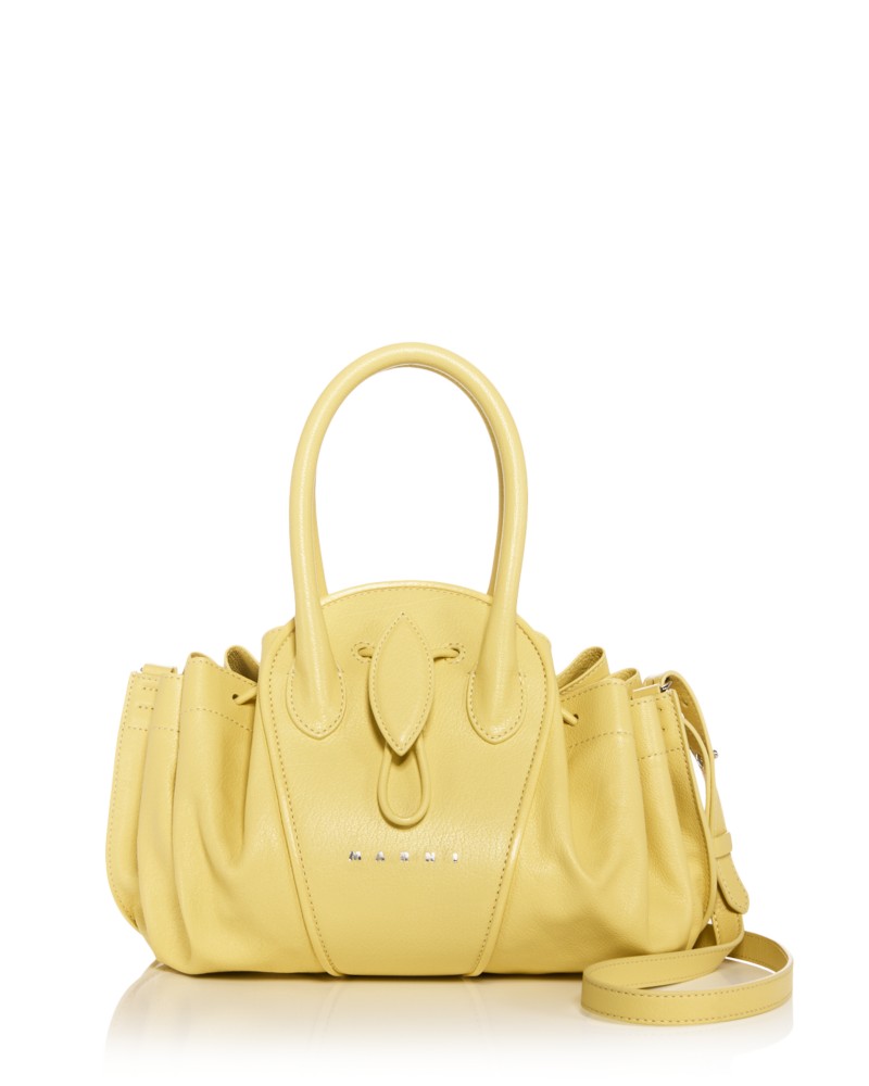 Marni Tulipea Leather Shopper Bag in Light Yellow