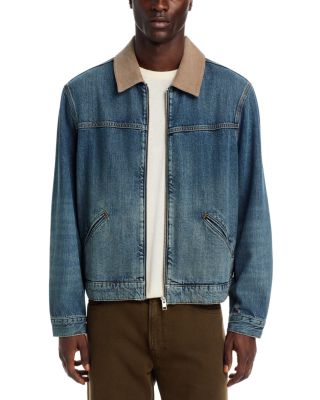 Cotton Blend Zip Denim Trucker Jacket