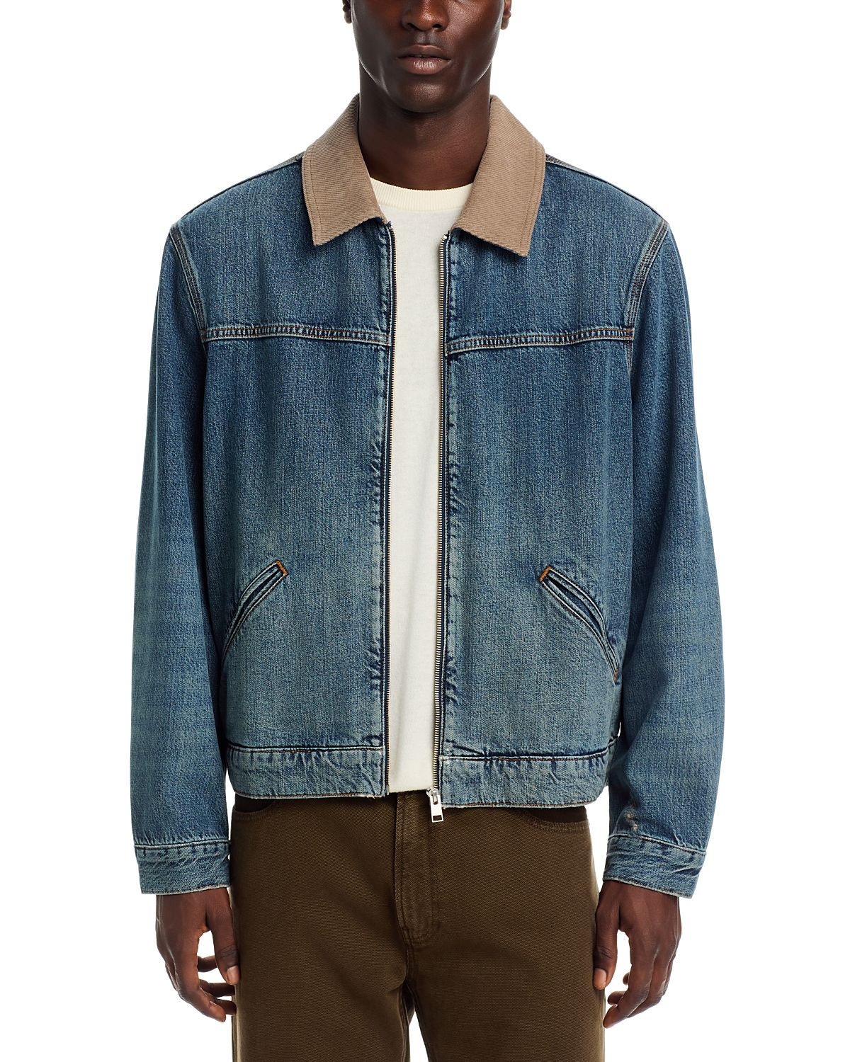 Frame Cotton Blend Zip Denim Trucker Jacket