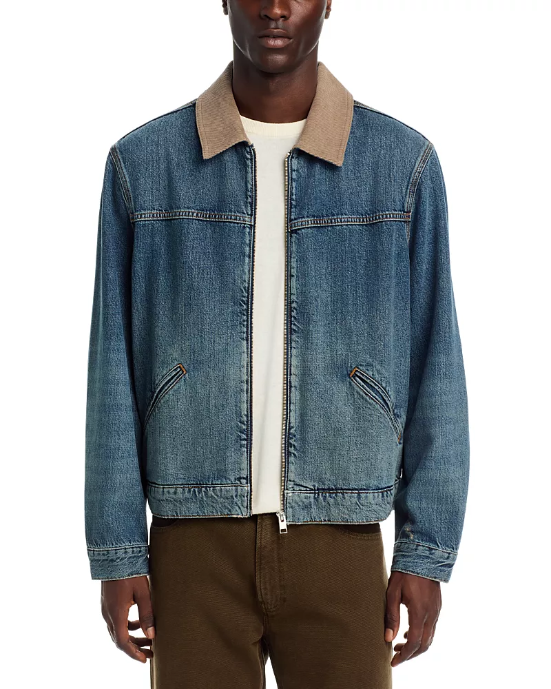 Frame Cotton Blend Zip Denim Trucker Jacket