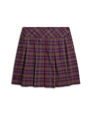 Girl's Plaid Pleated Cotton Poplin Skirt - Big Kid