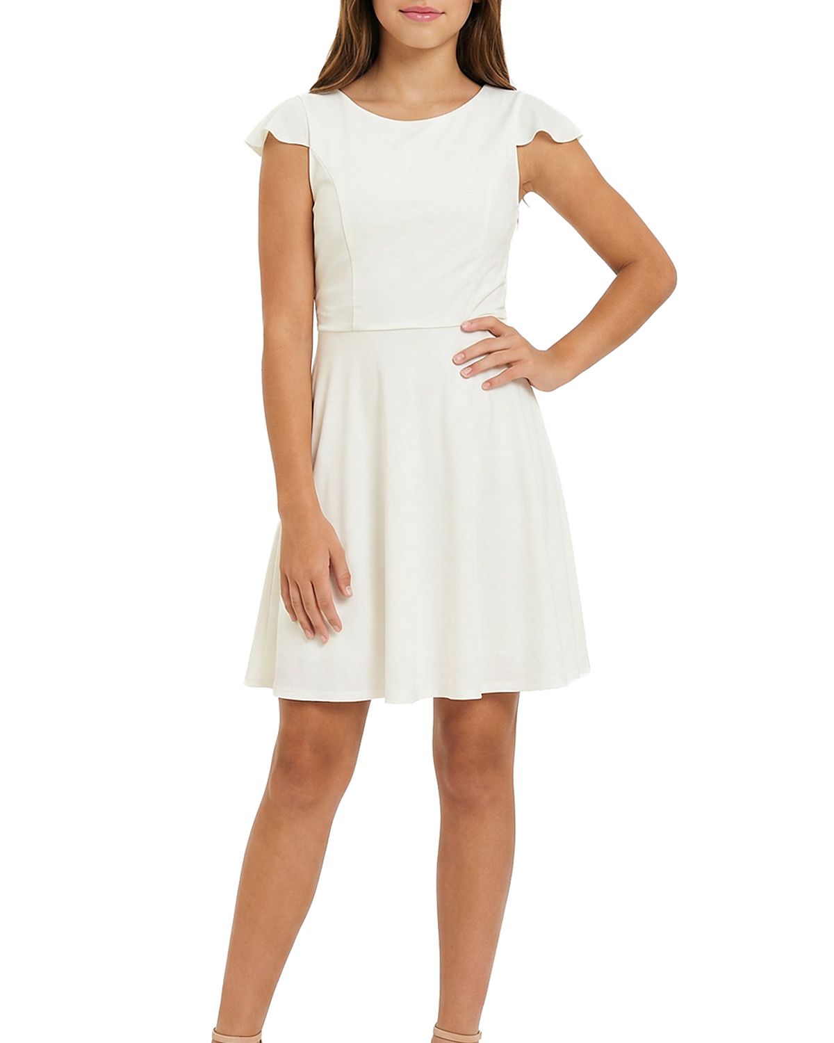Un Deux Trois Girls' Flutter Sleeve Dress - Big Kid