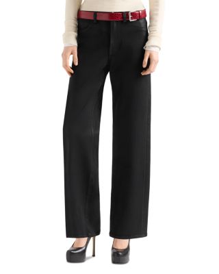 Stovepipe High Rise Straight Jeans in Coated Black