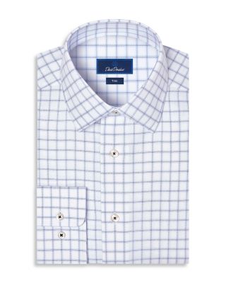 Trim Fit Windowpane Cotton Check Dress Shirt
