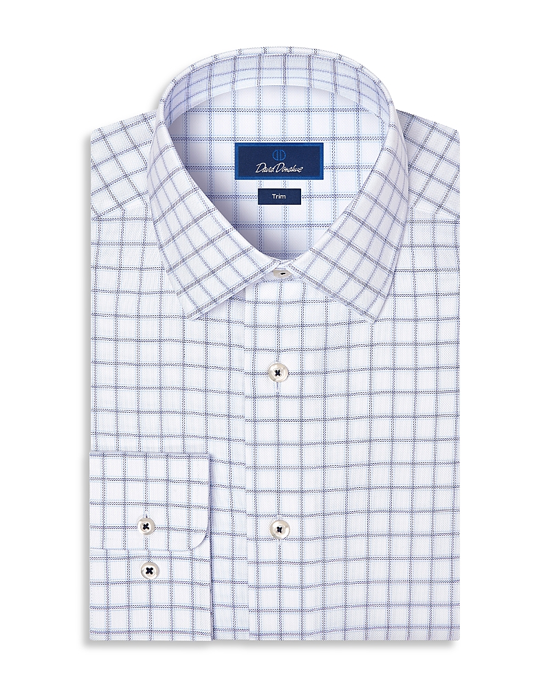 David Donahue Trim Fit Windowpane Cotton Check Dress Shirt