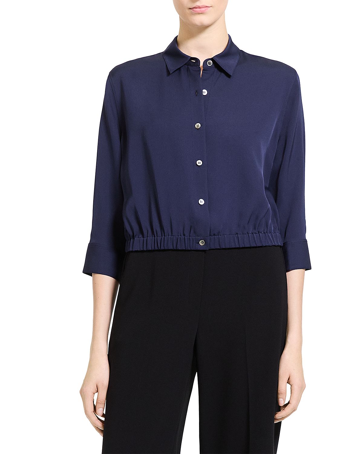 Theory Three Quarter Sleeve Silk Shirt