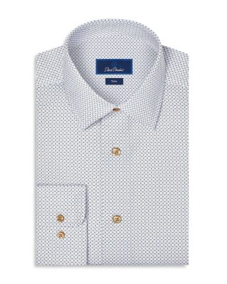 Trim Fit Geometric Print Cotton Dress Shirt