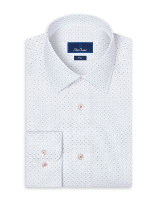 Trim Fit Neat Print Cotton Blend Dress Shirt