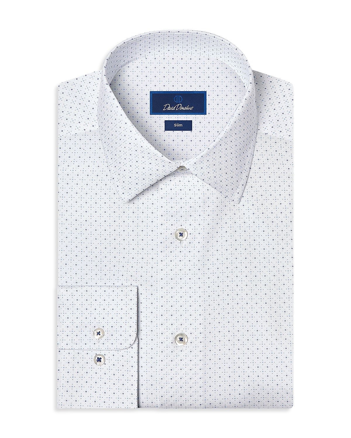 David Donahue Slim Fit Stretch Micro Neat Print Dress Shirt