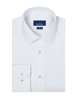 David Donahue Slim Fit Stretch Micro Neat Print Dress Shirt