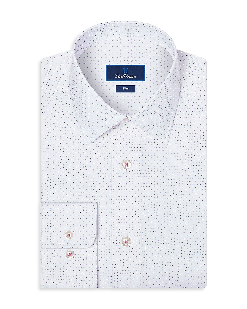 David Donahue Slim Fit Stretch Micro Neat Print Dress Shirt