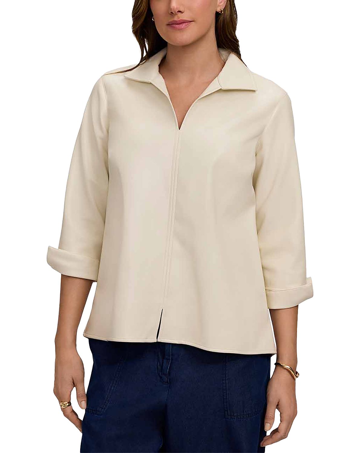 Foxcroft Agnes Faux Leather Shirt