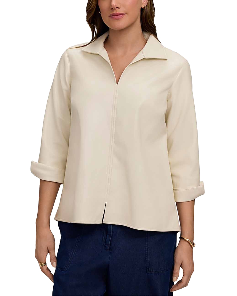 Foxcroft Agnes Faux Leather Shirt In Neutral