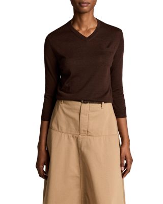Cashmere Silk 3/4 Sleeve V Neck Top