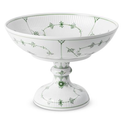 Green Fluted Plain Pedestal Bowl