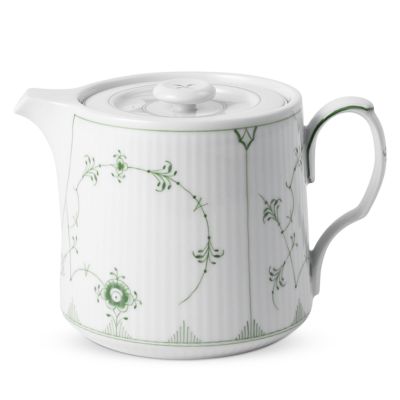 Green Fluted Plain Teapot