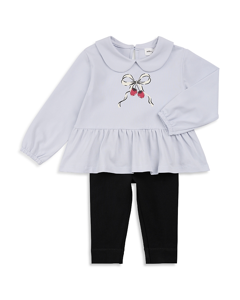 Miles The Label Kids' Girls' Bow Print Legging Set - Baby In Blue