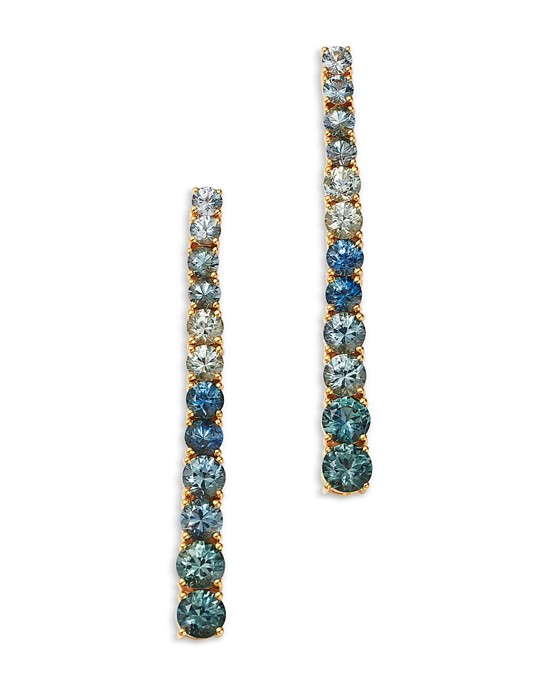 Bloomingdale's Fine Collection Montana Sapphire Ombre Linear Drop Earrings in 14K Yellow Gold, 3.12 tcw