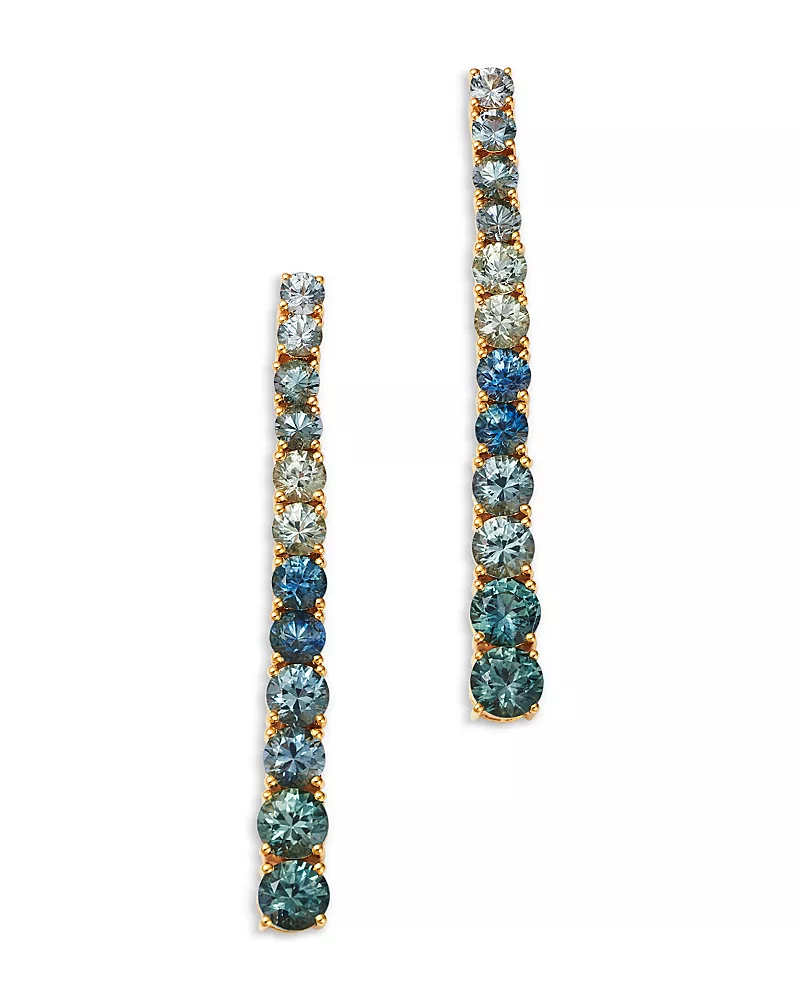 Bloomingdale's Fine Collection Montana Sapphire Ombre Linear Drop Earrings in 14K Yellow Gold, 3.12 tcw