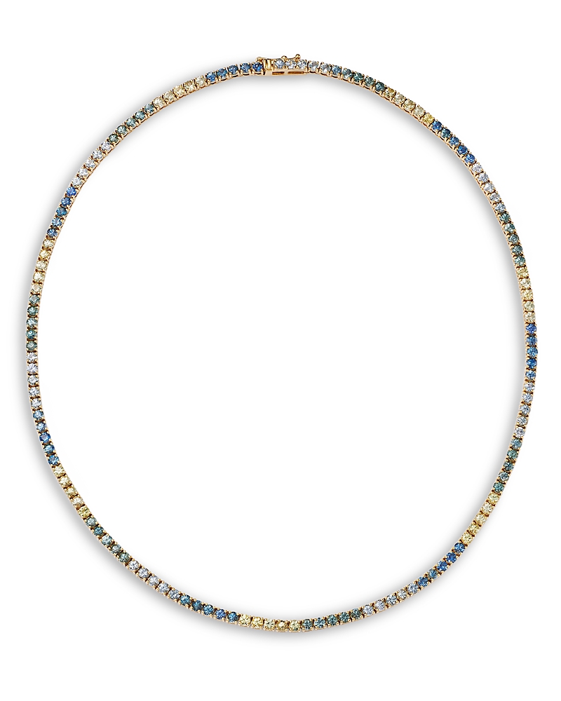Bloomingdale's Fine Collection Montana Sapphire Ombre Choker Tennis Necklace In 14k Yellow Gold, 10.75 Tcw In Multi