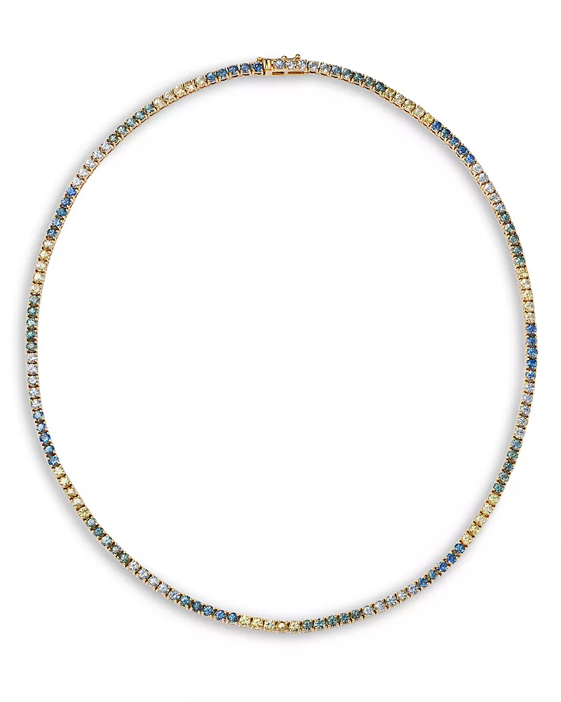 Bloomingdale's Fine Collection Montana Sapphire Ombre Choker Tennis Necklace in 14K Yellow Gold, 10.75 tcw
