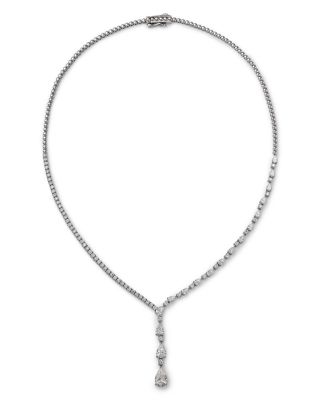Bloomingdale's Fine Collection Luxe Collection Certified Lab Grown Diamond Pear & Round Drop Lariat Necklace in 14K White Gold, 5.0 tcw