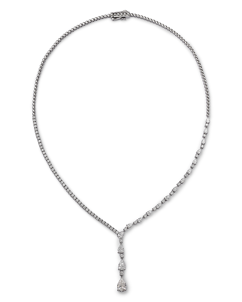 Bloomingdale's Fine Collection Luxe Collection Certified Lab Grown Diamond Pear & Round Drop Lariat Necklace in 14K White Gold, 5.0 tcw