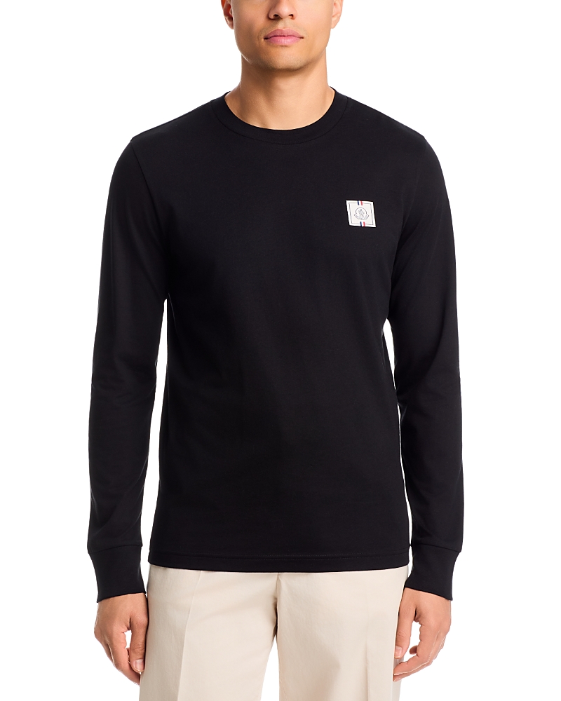 Moncler Tricolor Logo Long Sleeve Cotton Tee