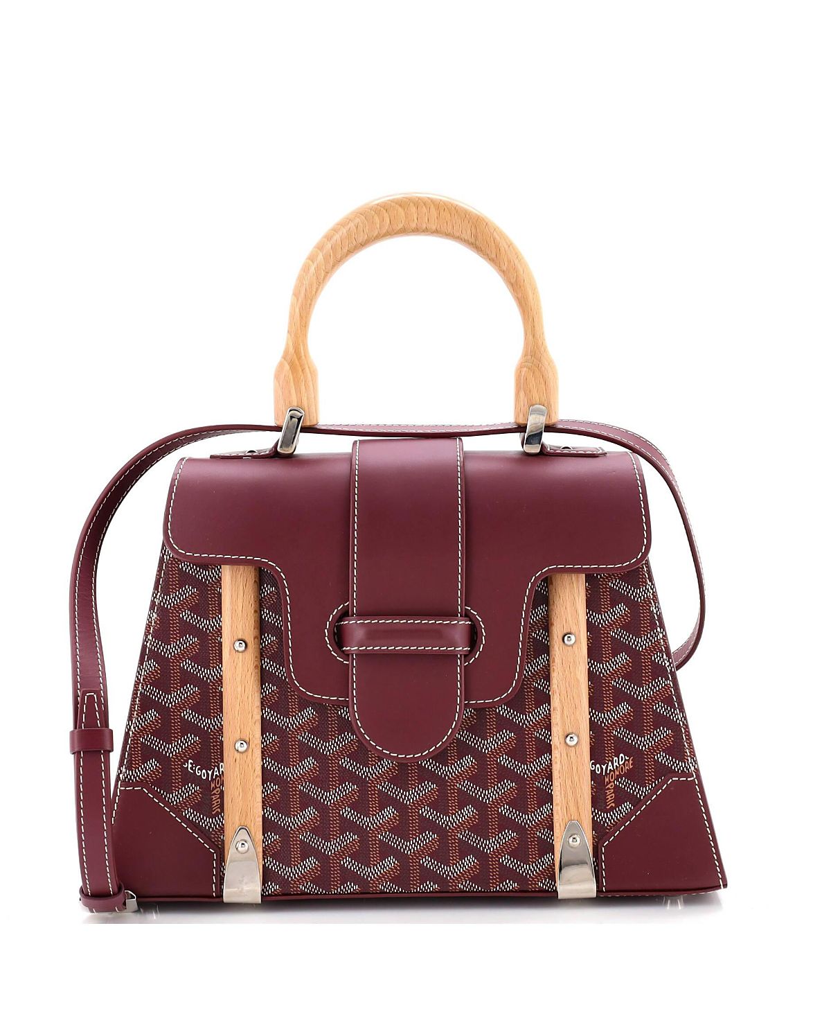 Pre-Owned Goyard Pm Saigon Top Handle Bag Coated Canvas with Leather